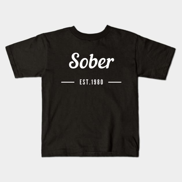 Sober Since 1980 - Alcoholism Gifts Sponsor Kids T-Shirt by RecoveryTees